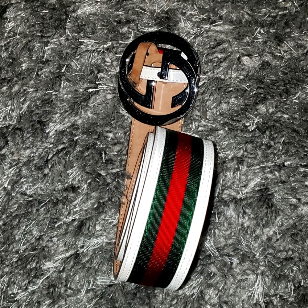 White Classic Gucci Belt